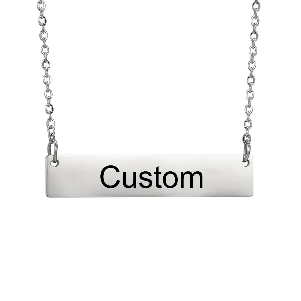 Custom Handwriting Bar Necklace – Personalized Engraved Stainless Steel Pendant Miami 305 Shirts
