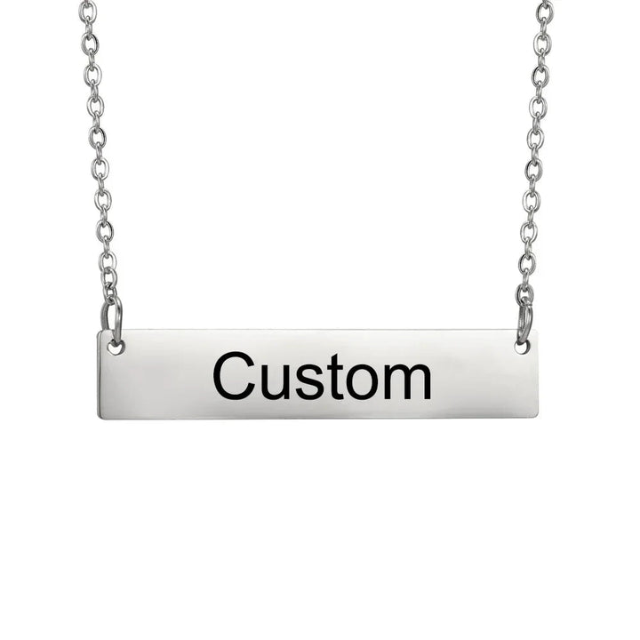 Custom Handwriting Bar Necklace – Personalized Engraved Stainless Steel Pendant Miami 305 Shirts