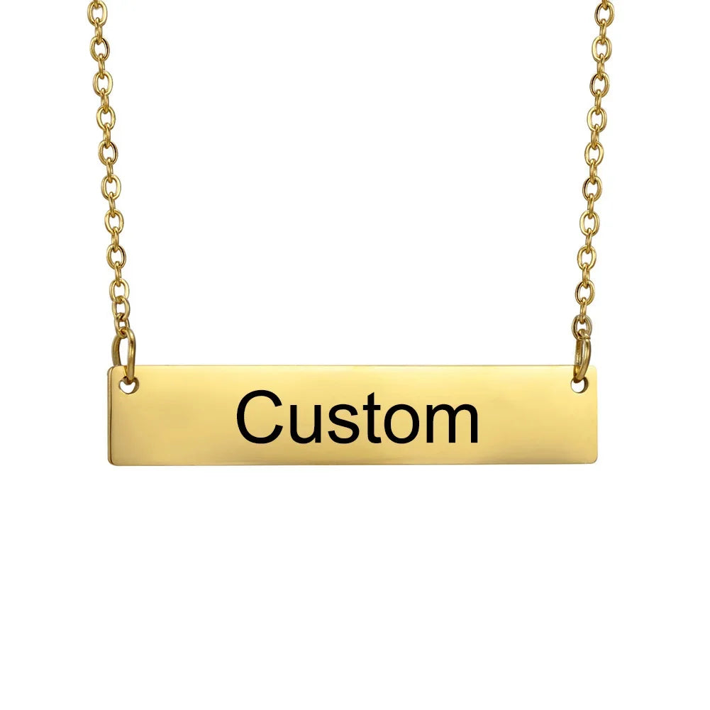 Custom Handwriting Bar Necklace – Personalized Engraved Stainless Steel Pendant Miami 305 Shirts