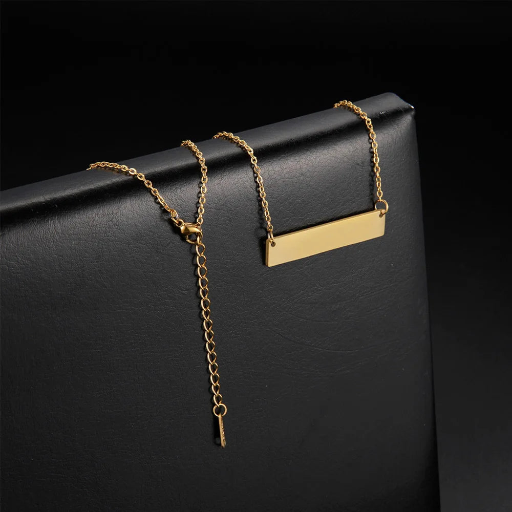 Custom Handwriting Bar Necklace – Personalized Engraved Stainless Steel Pendant Miami 305 Shirts