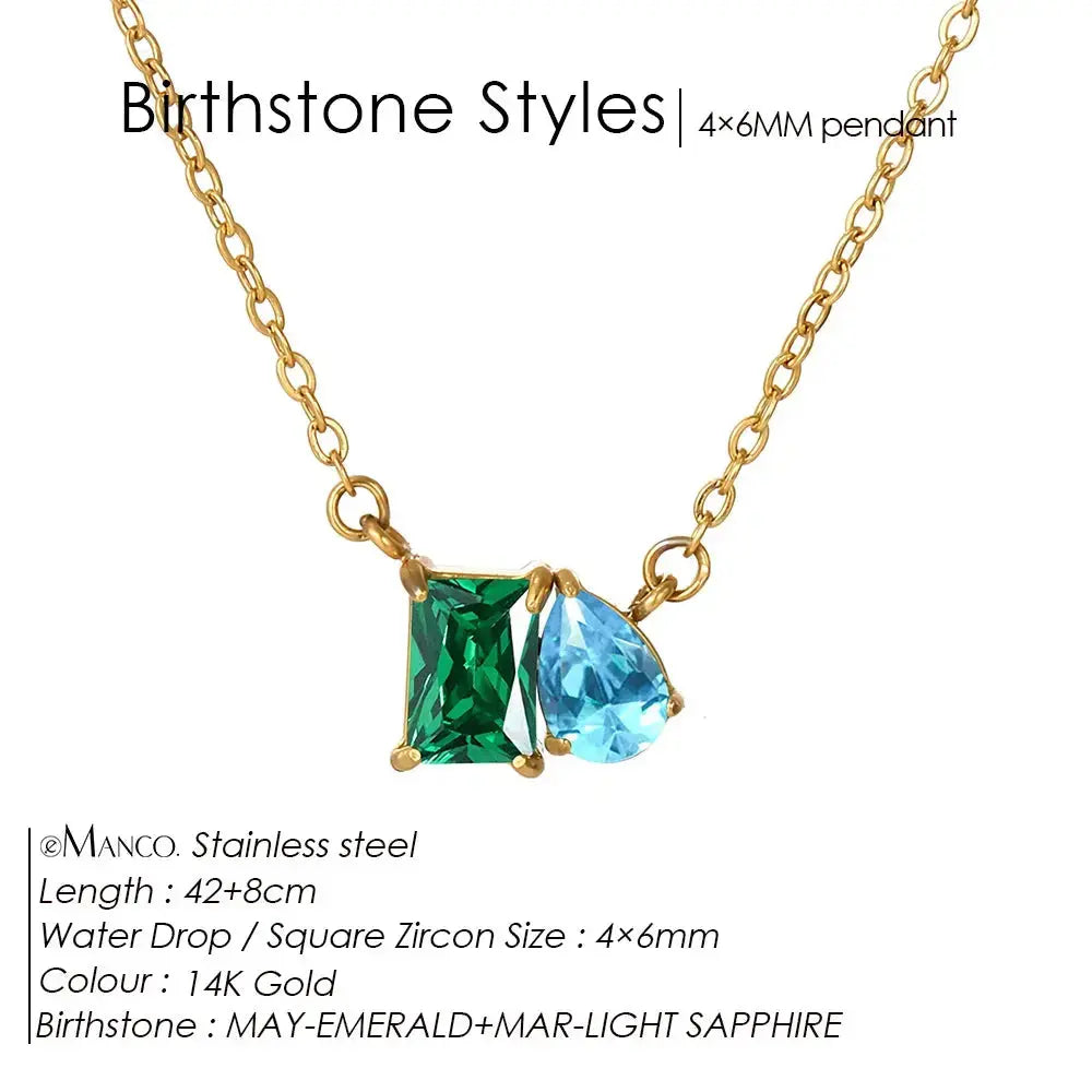 Birthstone Necklace for Women – Gold Water Drop Zircon Pendant Jewelry