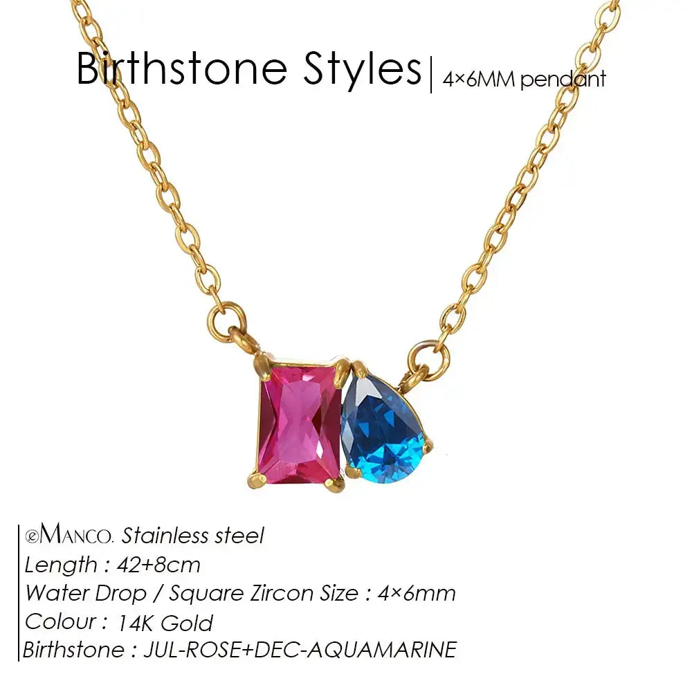 Birthstone Necklace for Women – Gold Water Drop Zircon Pendant Jewelry