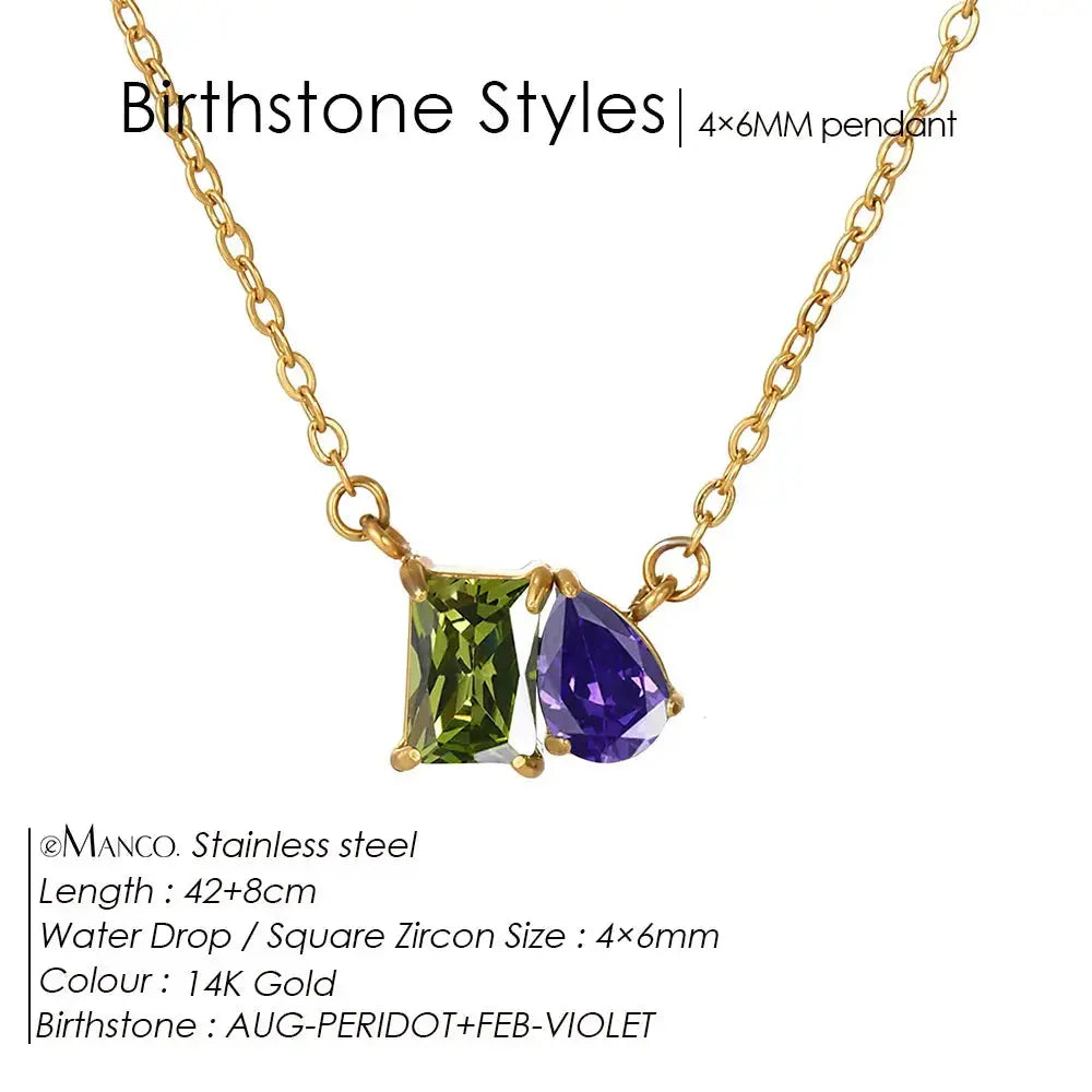 Birthstone Necklace for Women – Gold Water Drop Zircon Pendant Jewelry