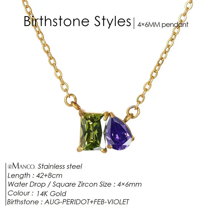 Birthstone Necklace for Women – Gold Water Drop Zircon Pendant Jewelry