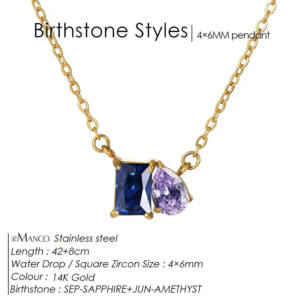 Birthstone Necklace for Women – Gold Water Drop Zircon Pendant Jewelry