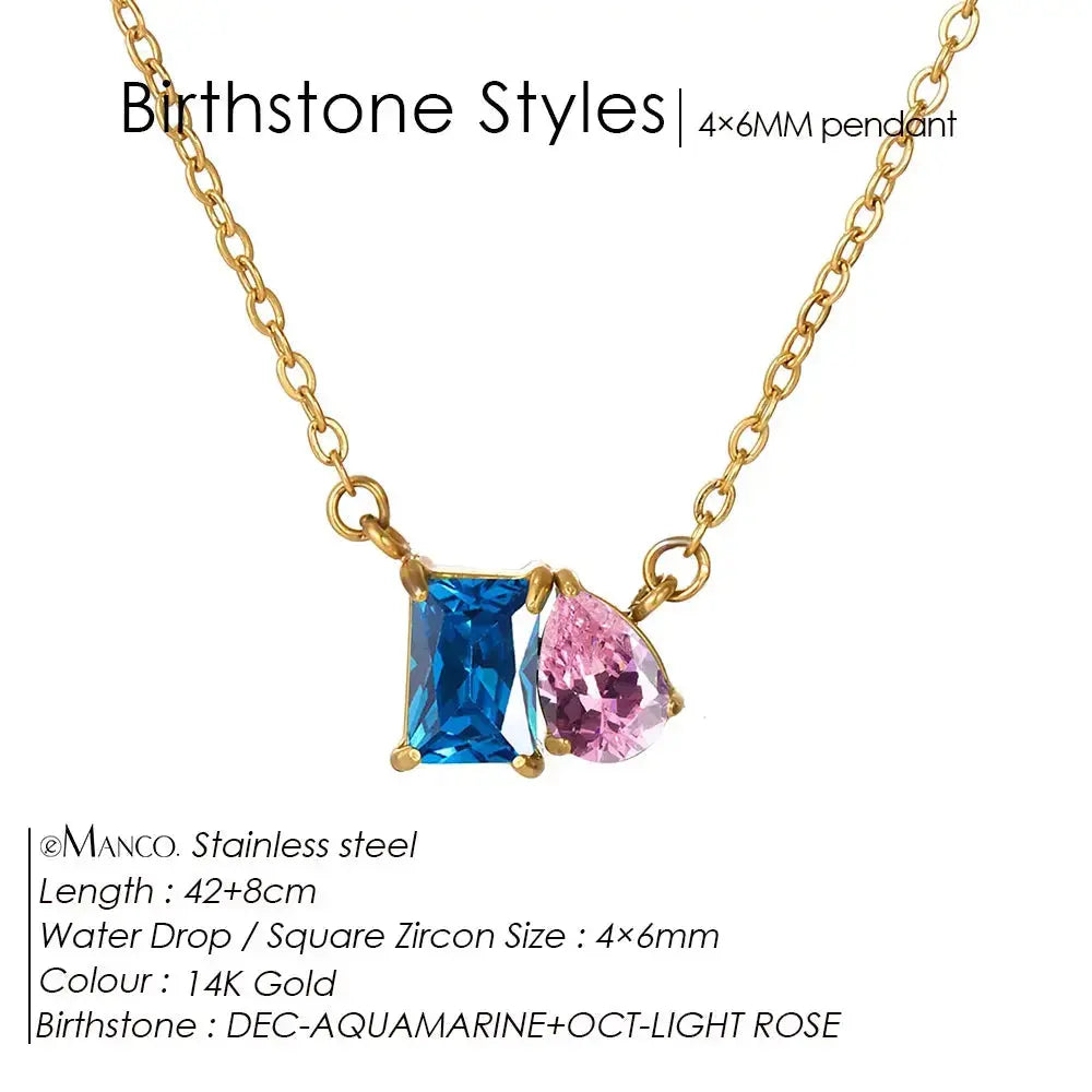 Birthstone Necklace for Women – Gold Water Drop Zircon Pendant Jewelry