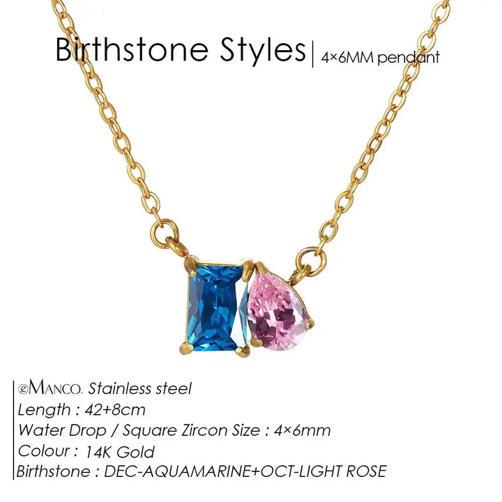 Birthstone Necklace for Women – Gold Water Drop Zircon Pendant Jewelry