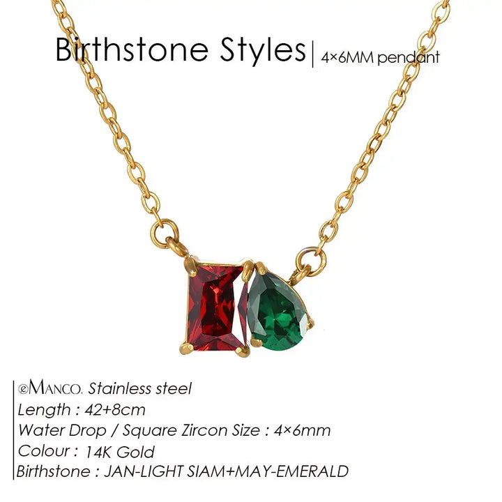 Birthstone Necklace for Women – Gold Water Drop Zircon Pendant Jewelry