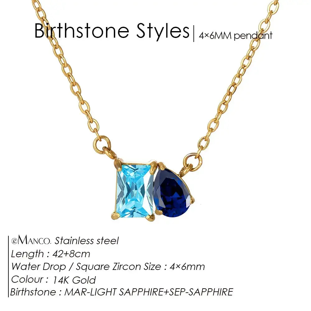 Birthstone Necklace for Women – Gold Water Drop Zircon Pendant Jewelry