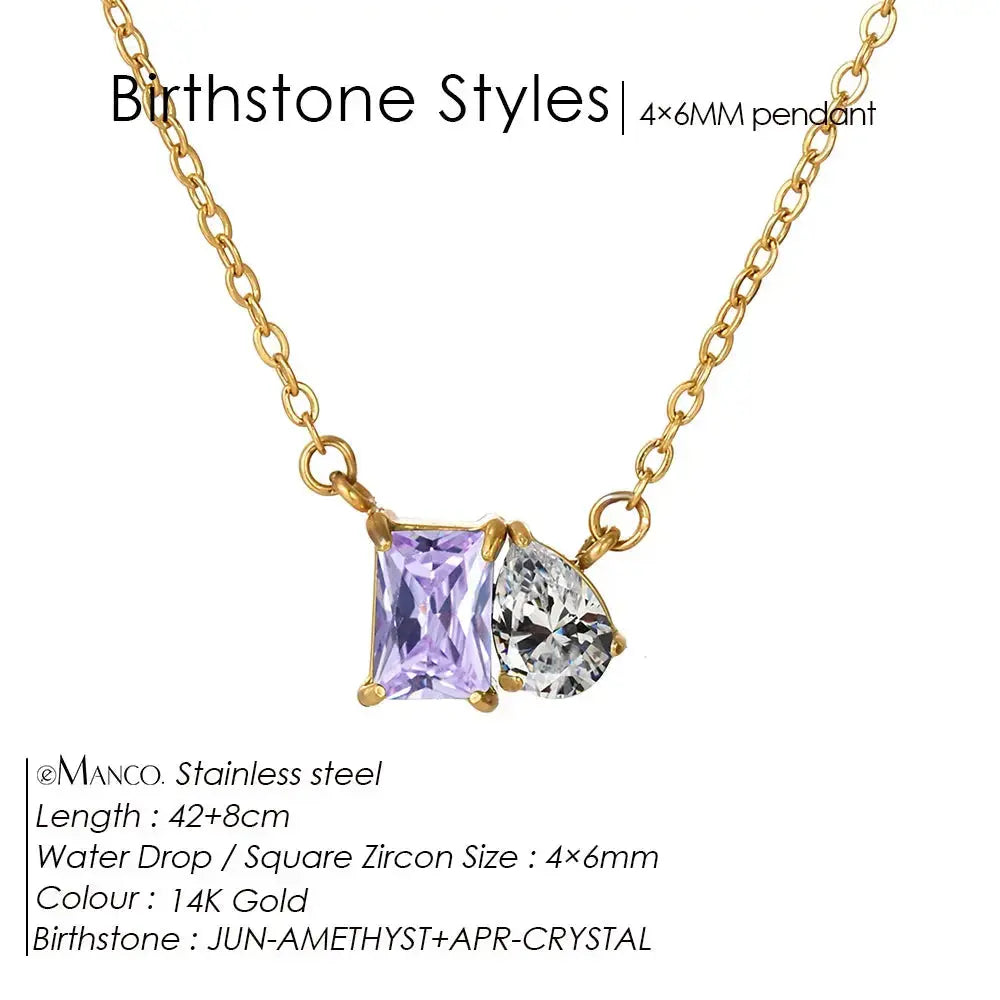 Birthstone Necklace for Women – Gold Water Drop Zircon Pendant Jewelry