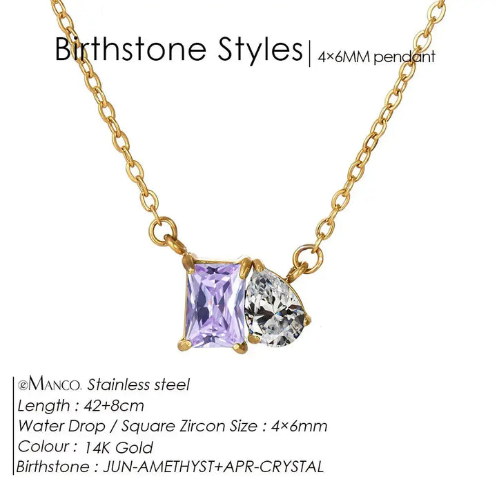 Birthstone Necklace for Women – Gold Water Drop Zircon Pendant Jewelry
