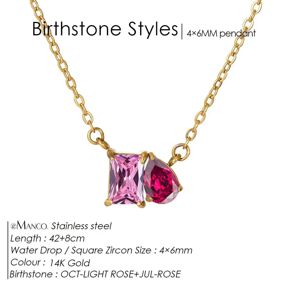 Birthstone Necklace for Women – Gold Water Drop Zircon Pendant Jewelry