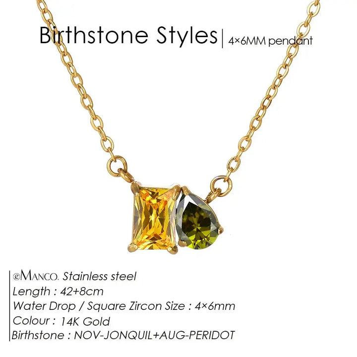 Birthstone Necklace for Women – Gold Water Drop Zircon Pendant Jewelry