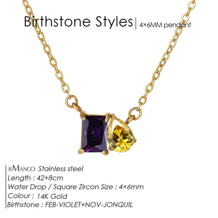 Birthstone Necklace for Women – Gold Water Drop Zircon Pendant Jewelry