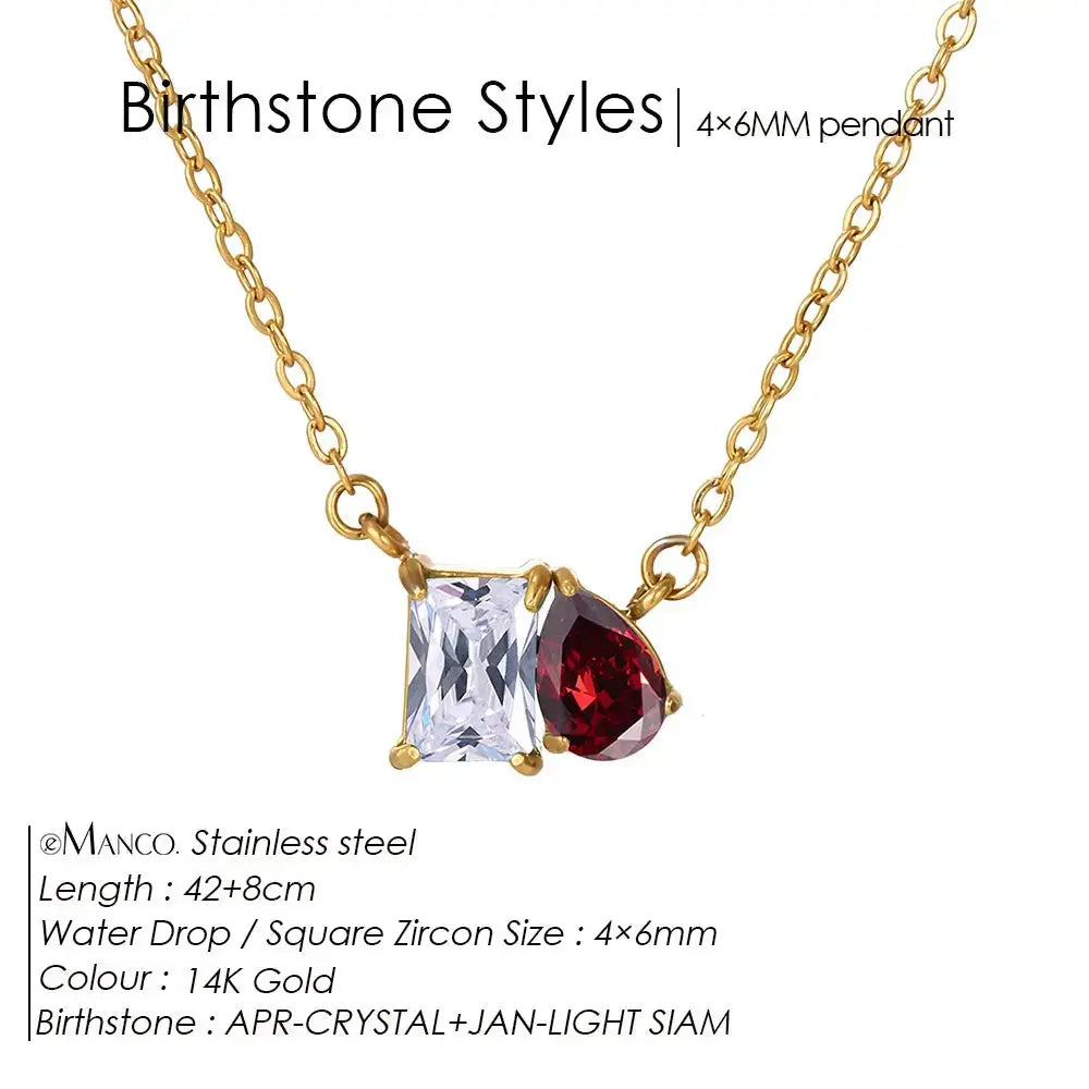 Birthstone Necklace for Women – Gold Water Drop Zircon Pendant Jewelry