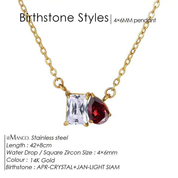 Birthstone Necklace for Women – Gold Water Drop Zircon Pendant Jewelry