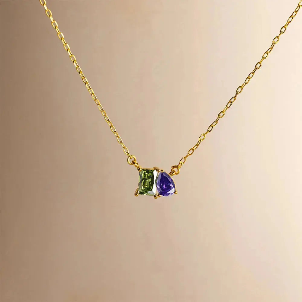 Birthstone Necklace for Women – Gold Water Drop Zircon Pendant Jewelry