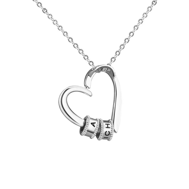 Charming Engraved Heart Necklace with Personalized Beads