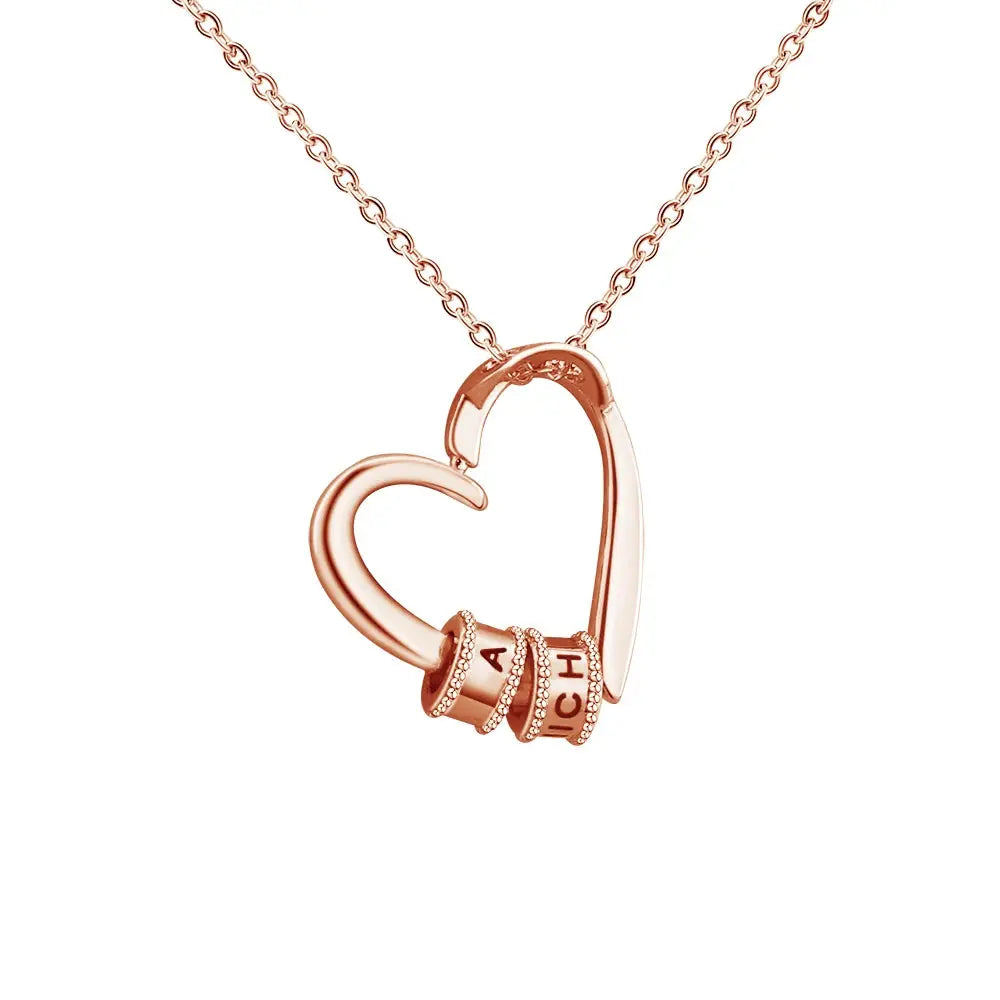Charming Engraved Heart Necklace with Personalized Beads