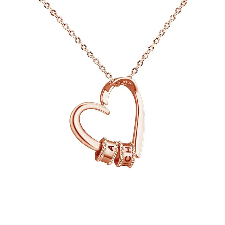 Charming Engraved Heart Necklace with Personalized Beads