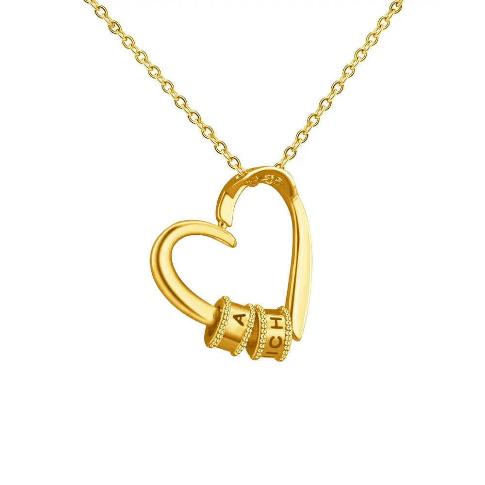 Charming Engraved Heart Necklace with Personalized Beads