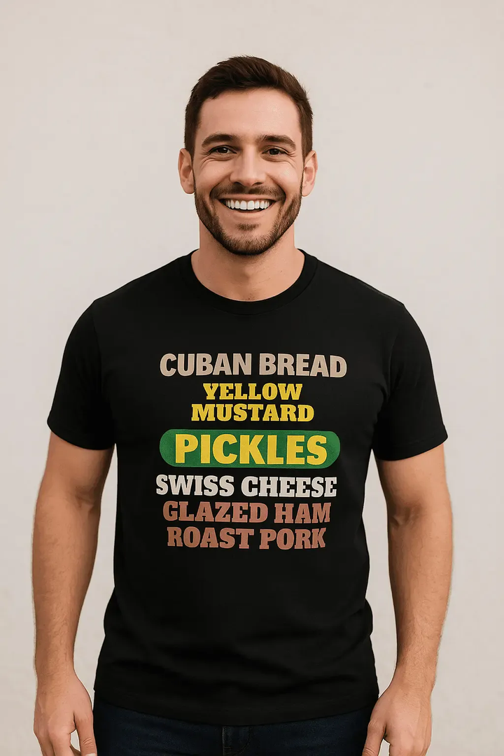 Cuban Sandwich Ingredients T-Shirt – Funny Cuban Foodie Graphic Tee for Miami Locals &amp; Latin Flavor Lovers