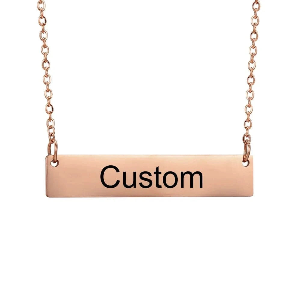 Custom Handwriting Bar Necklace – Personalized Engraved Stainless Steel Pendant