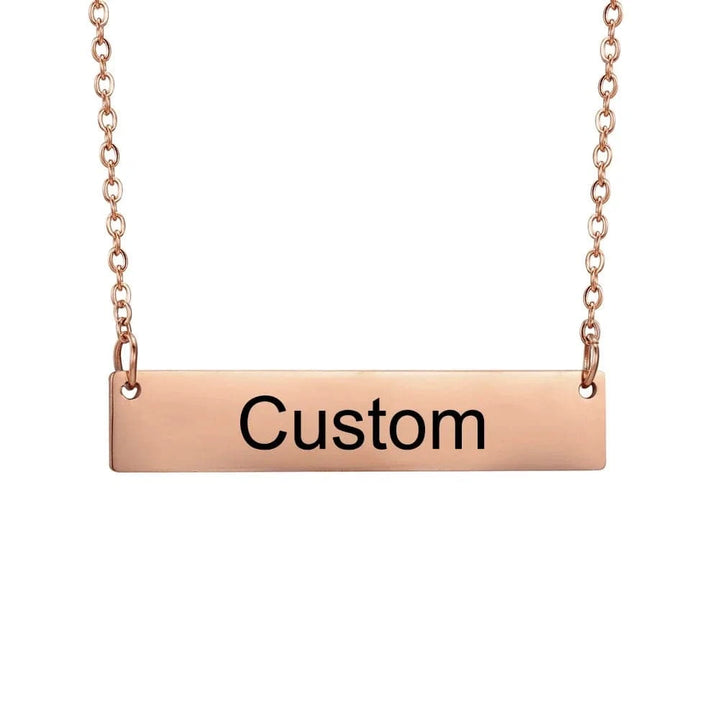 Custom Handwriting Bar Necklace – Personalized Engraved Stainless Steel Pendant