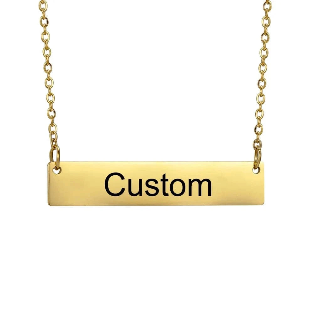 Custom Handwriting Bar Necklace – Personalized Engraved Stainless Steel Pendant