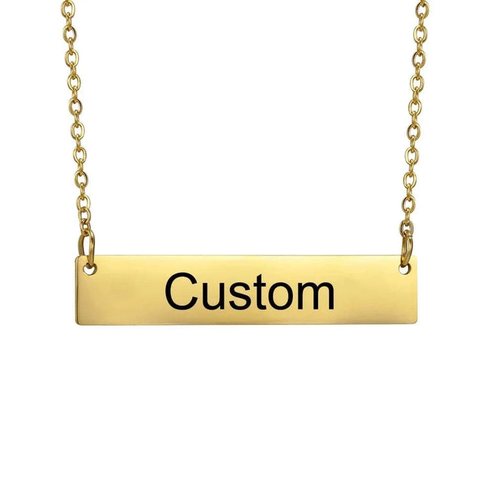Custom Handwriting Bar Necklace – Personalized Engraved Stainless Steel Pendant
