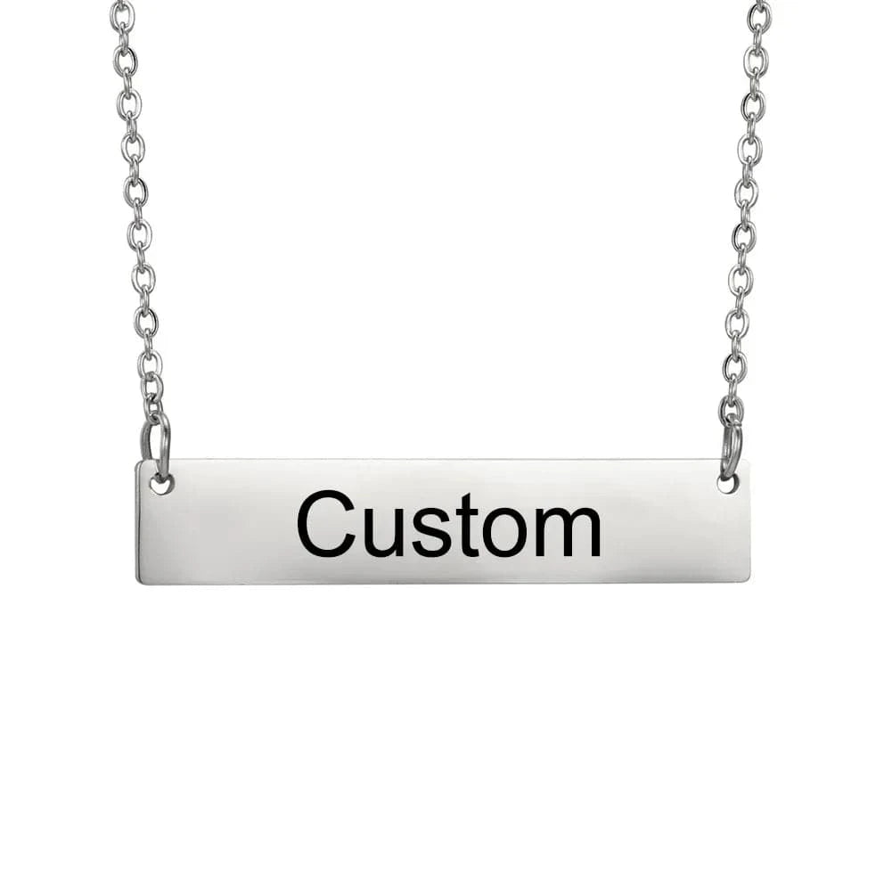 Custom Handwriting Bar Necklace – Personalized Engraved Stainless Steel Pendant