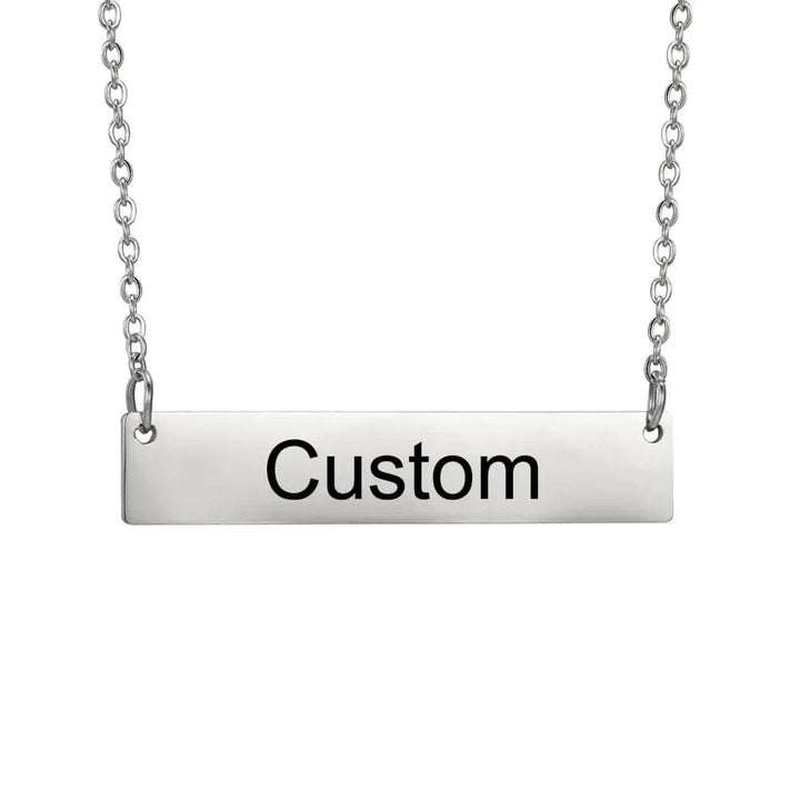 Custom Handwriting Bar Necklace – Personalized Engraved Stainless Steel Pendant