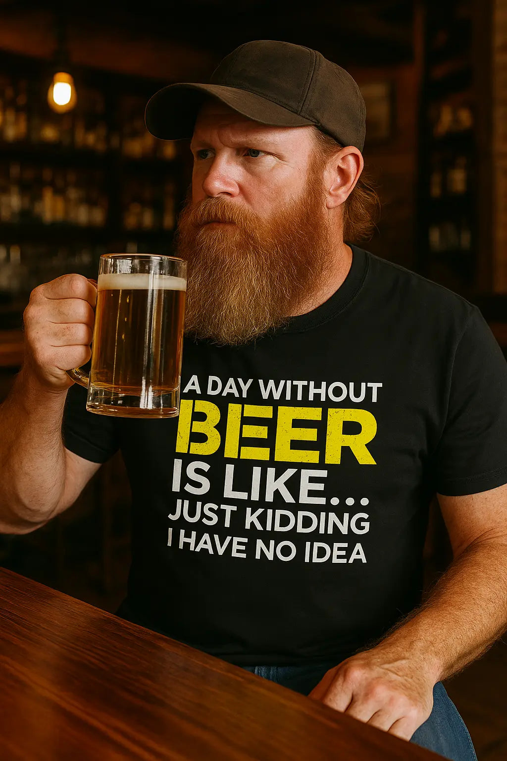 Funny Beer T Shirt A Day Without Beer Is Like Just Kidding I Have No Idea