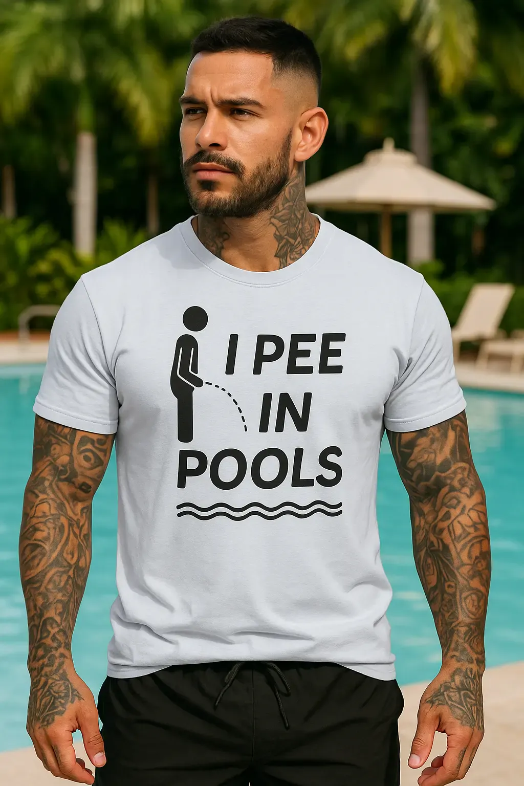 I PEE IN POOLS Funny T-Shirt – Offensive Humor Gag Tee for Pool Parties & Summer Chaos