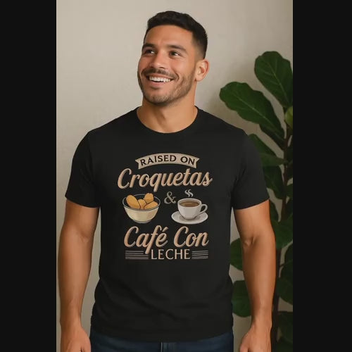 Raised on Croquetas & Cafe con Leche Cuban Saying Short-sleeve unisex t-shirt