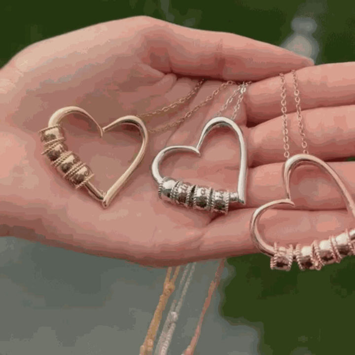 Charming Engraved Heart Necklace with Personalized Beads