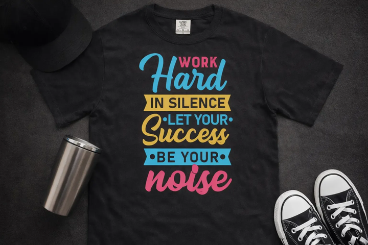 Work Hard in Silence Let Your Success Be Your Noise Motivational T-Shirt