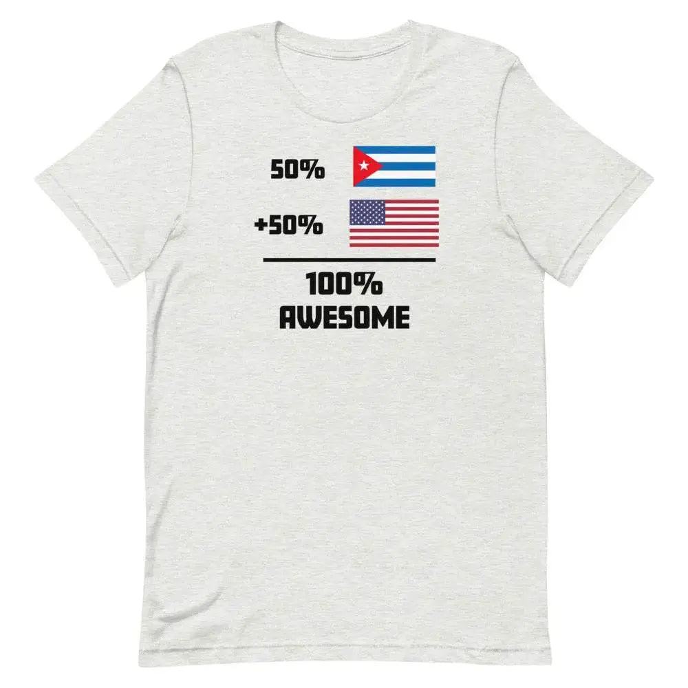 100% Awesome – 50% American 50% Cuban T-Shirt | Dual Heritage Cuban-American Pride Tee