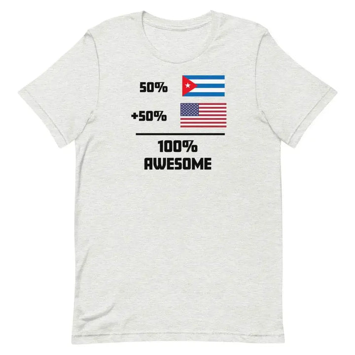 100% Awesome – 50% American 50% Cuban T-Shirt | Dual Heritage Cuban-American Pride Tee