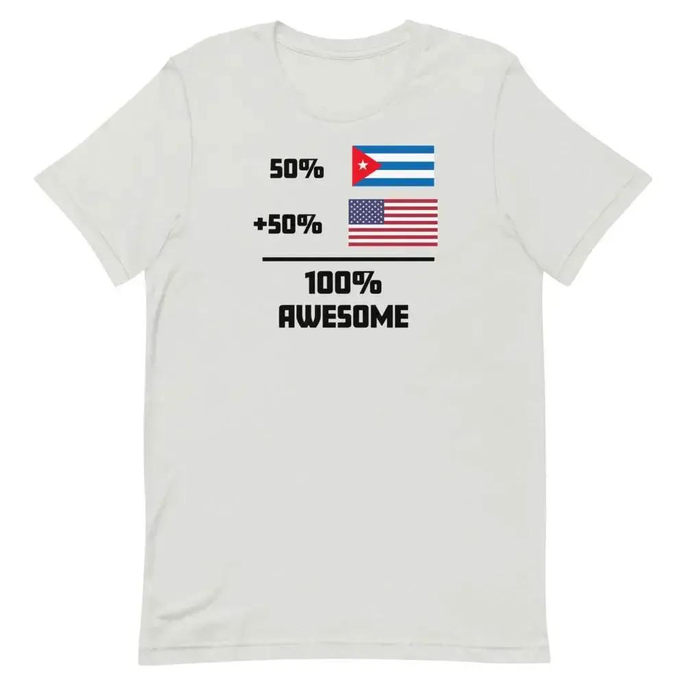 100% Awesome – 50% American 50% Cuban T-Shirt | Dual Heritage Cuban-American Pride Tee