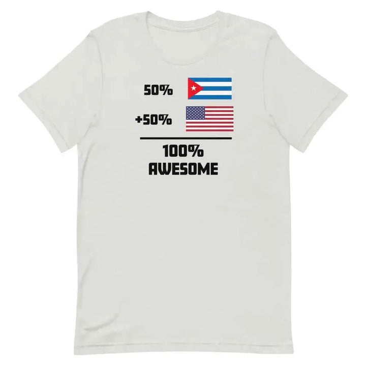 100% Awesome – 50% American 50% Cuban T-Shirt | Dual Heritage Cuban-American Pride Tee