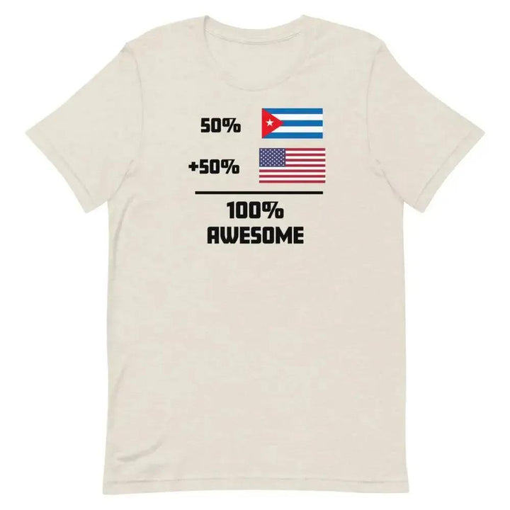 100% Awesome – 50% American 50% Cuban T-Shirt | Dual Heritage Cuban-American Pride Tee