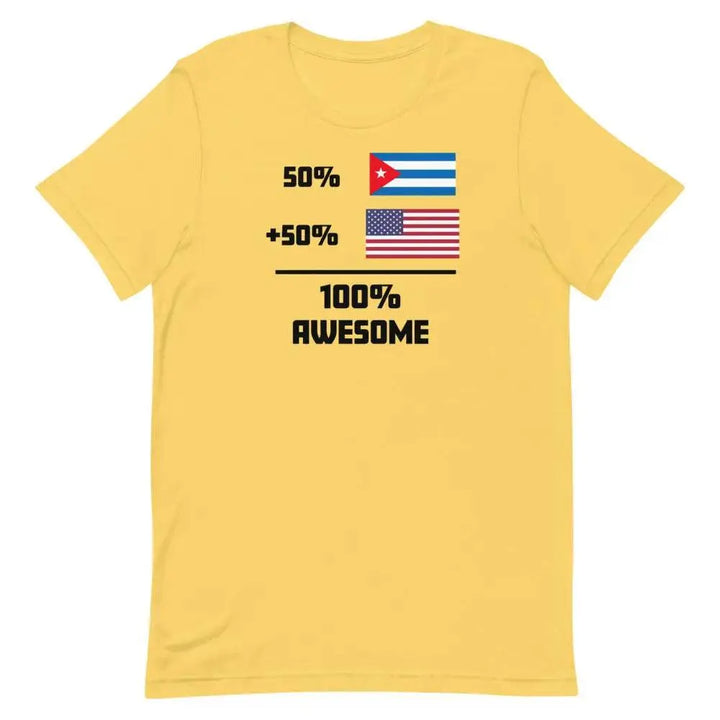 100% Awesome – 50% American 50% Cuban T-Shirt | Dual Heritage Cuban-American Pride Tee