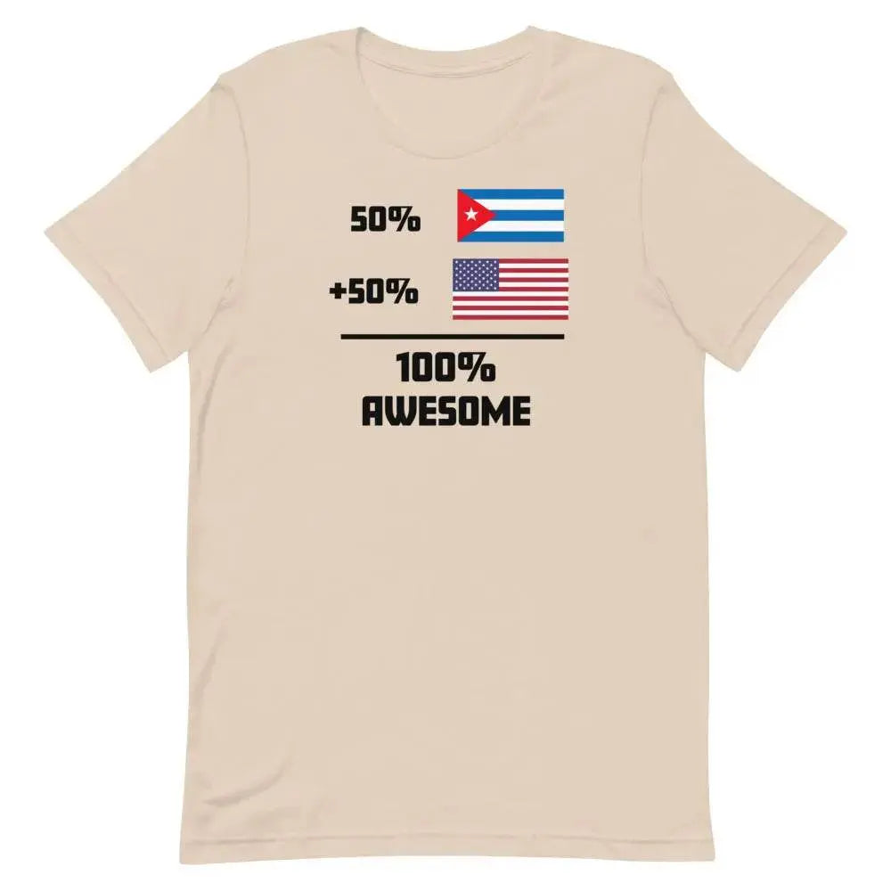 100% Awesome – 50% American 50% Cuban T-Shirt | Dual Heritage Cuban-American Pride Tee
