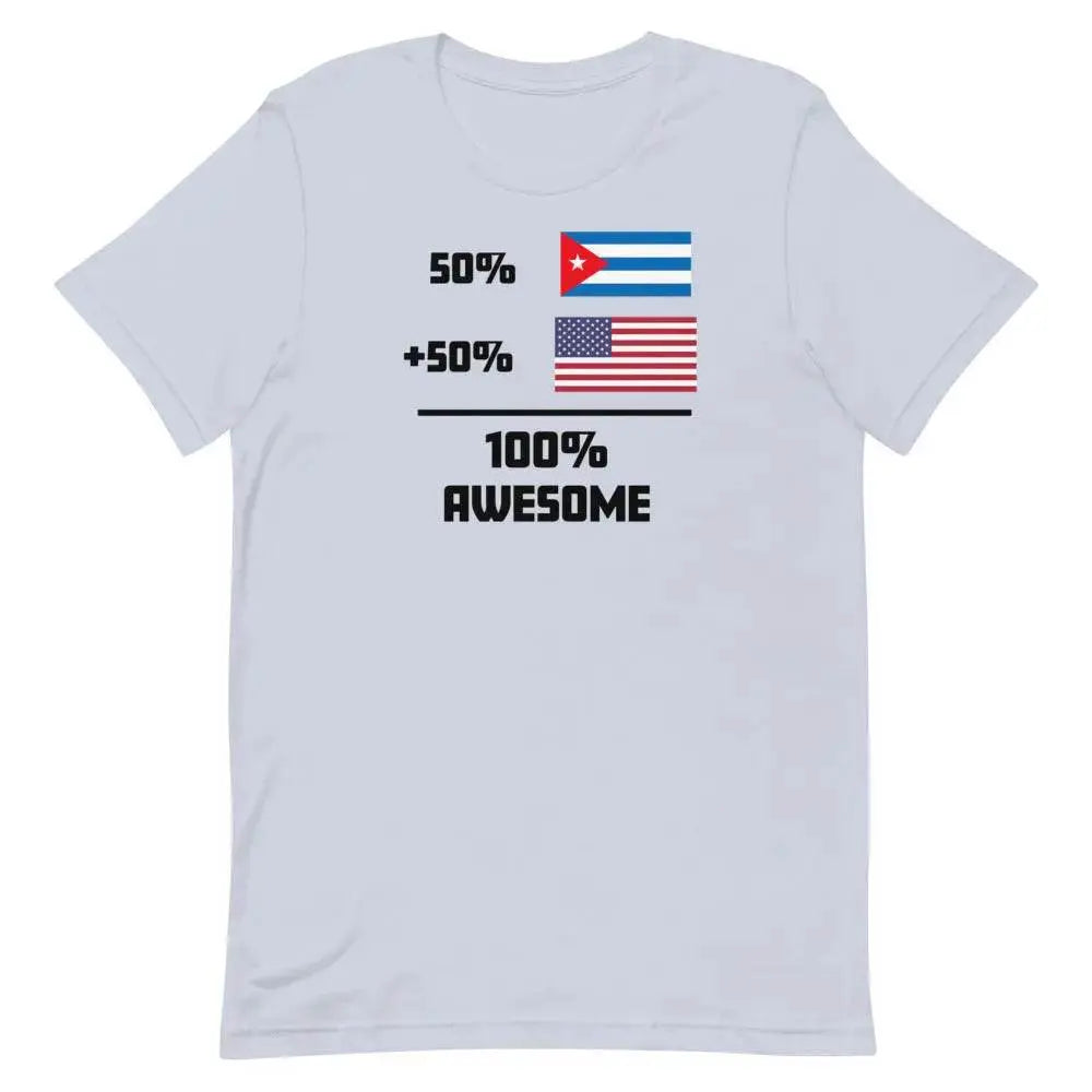 100% Awesome – 50% American 50% Cuban T-Shirt | Dual Heritage Cuban-American Pride Tee