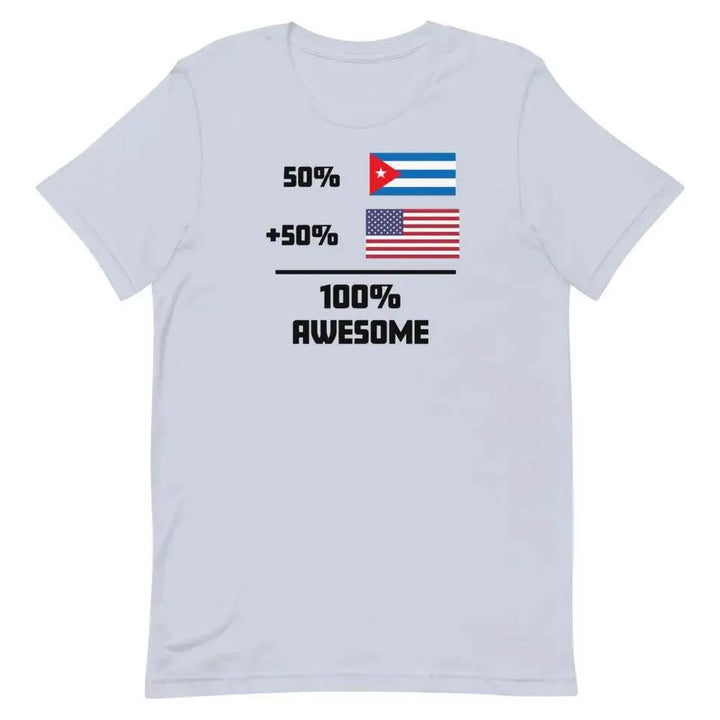 100% Awesome – 50% American 50% Cuban T-Shirt | Dual Heritage Cuban-American Pride Tee