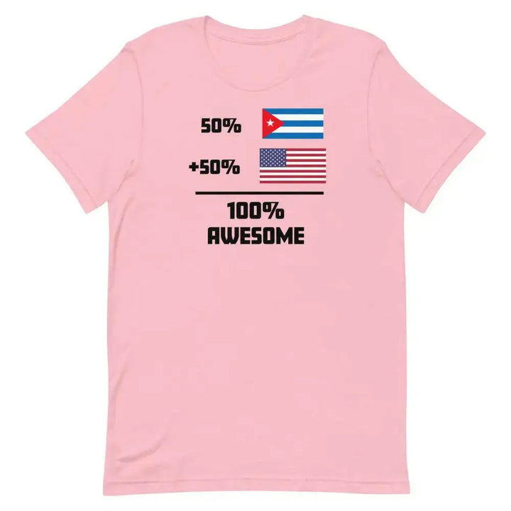 100% Awesome – 50% American 50% Cuban T-Shirt | Dual Heritage Cuban-American Pride Tee