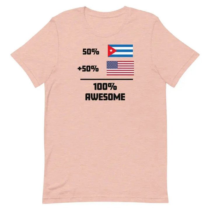 100% Awesome – 50% American 50% Cuban T-Shirt | Dual Heritage Cuban-American Pride Tee