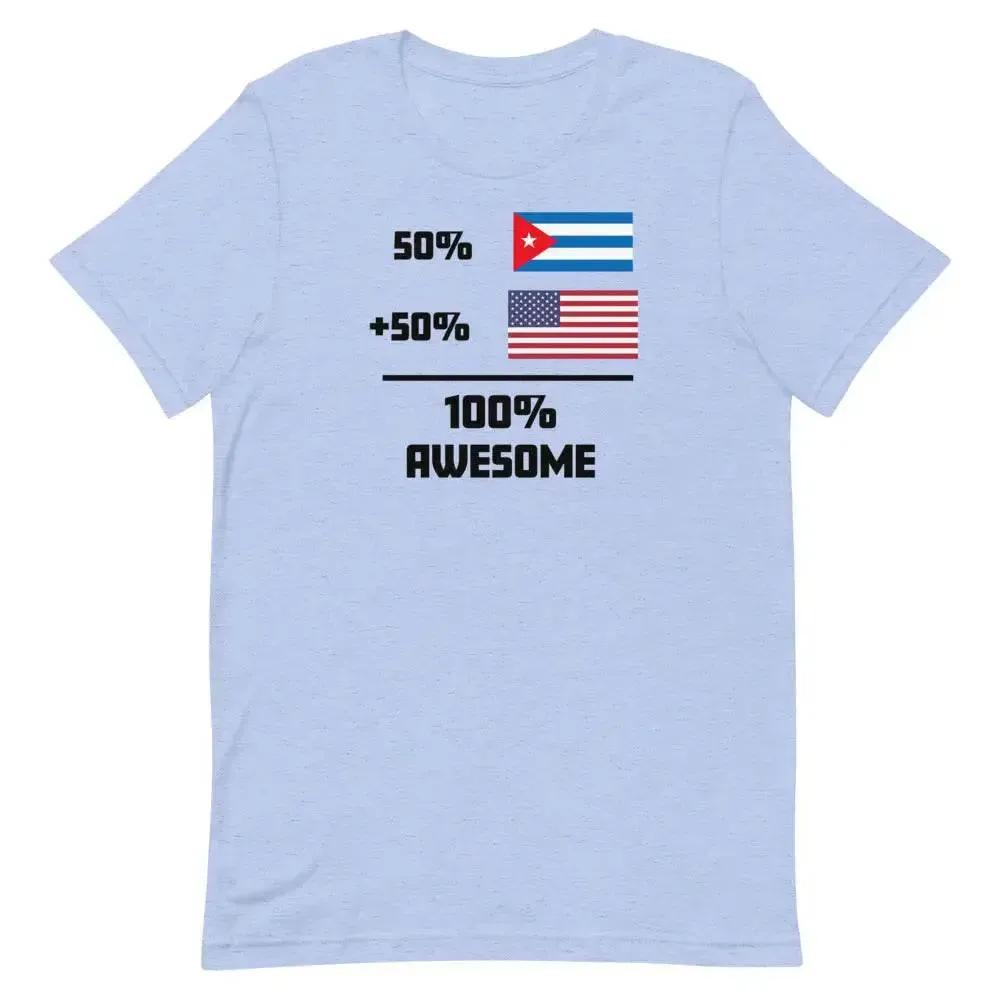 100% Awesome – 50% American 50% Cuban T-Shirt | Dual Heritage Cuban-American Pride Tee