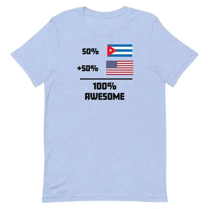 100% Awesome – 50% American 50% Cuban T-Shirt | Dual Heritage Cuban-American Pride Tee